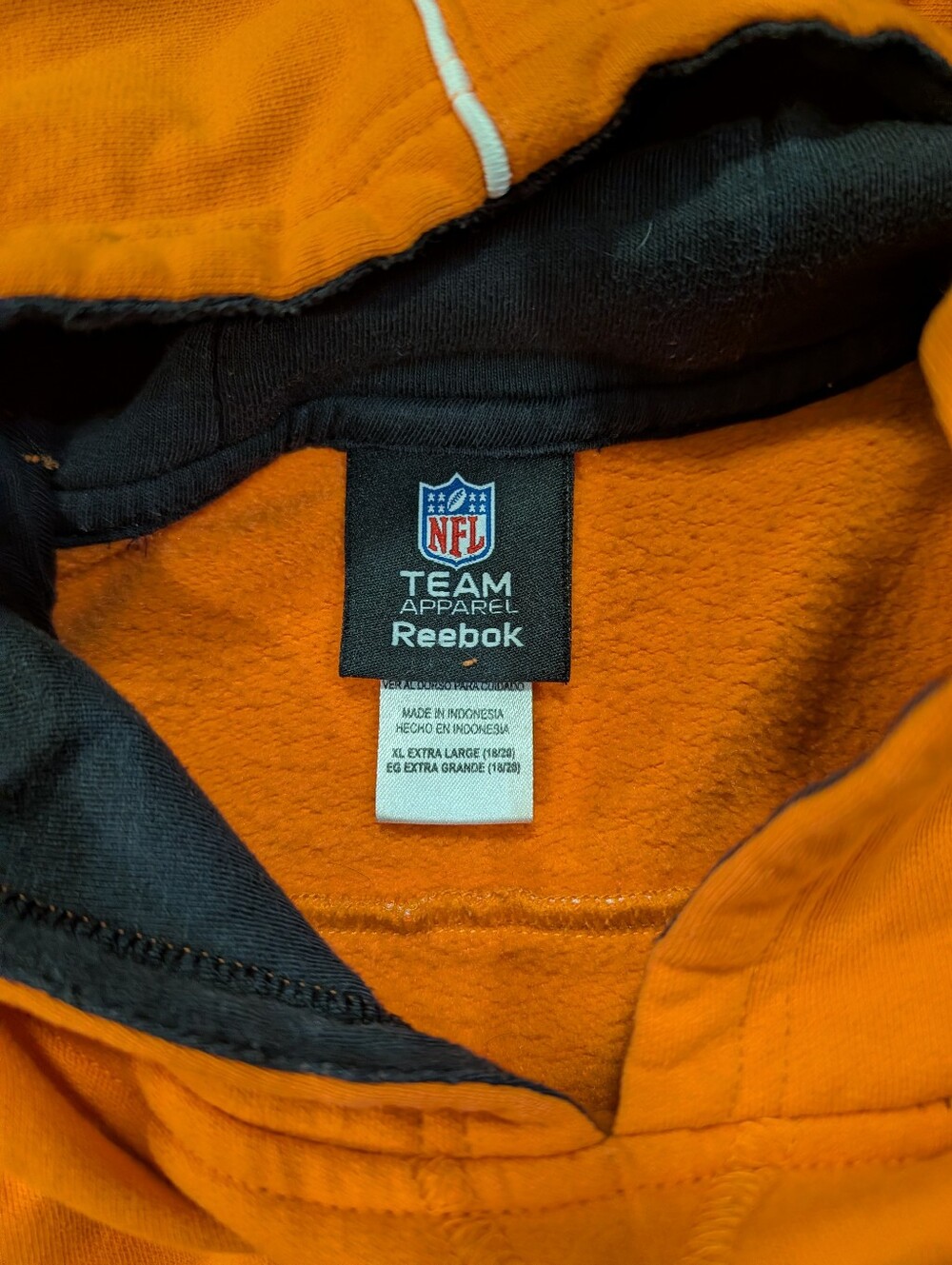 Reebok Cincinnati Bengals NFL Orange Pullover Hoodie Sweatshirt Youth XL (18/20) - Picture 5 of 6